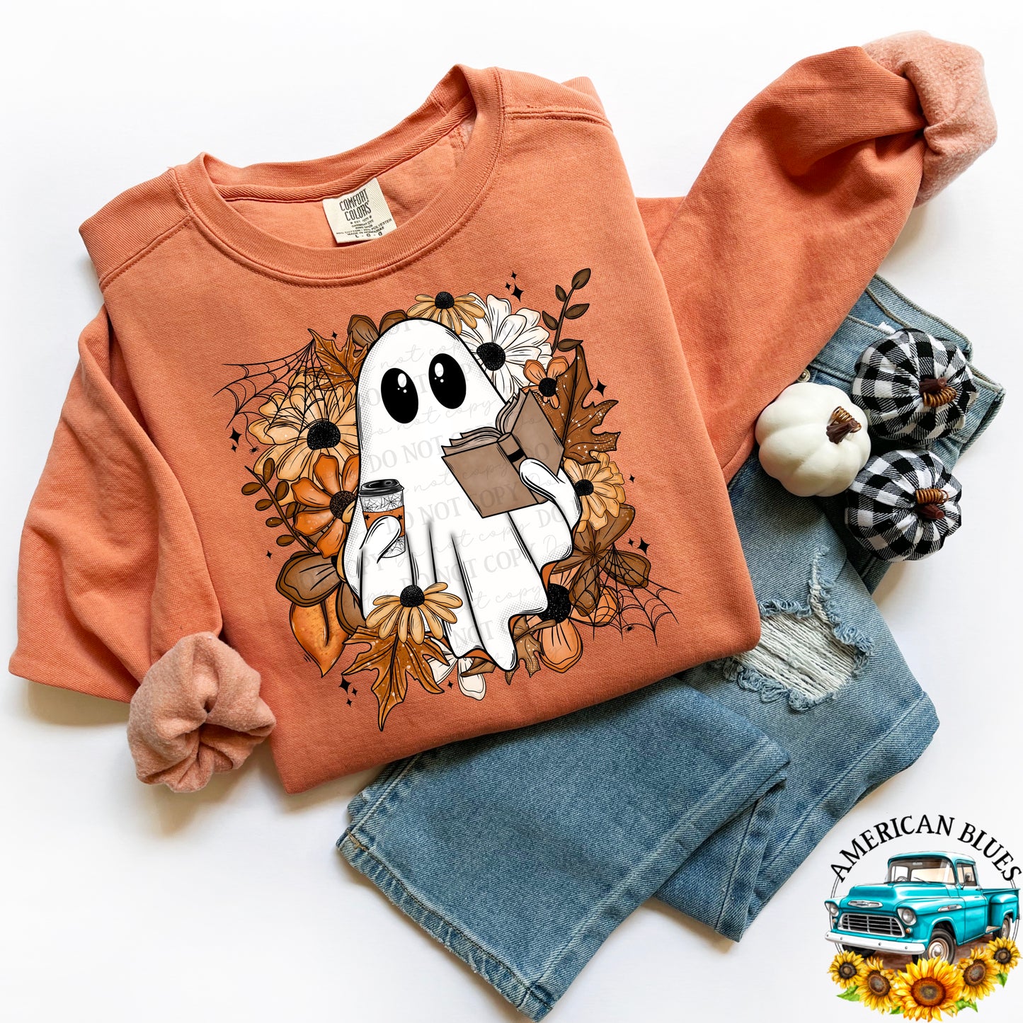 Cozy Autumn Ghostie digital design | American Blues Designs