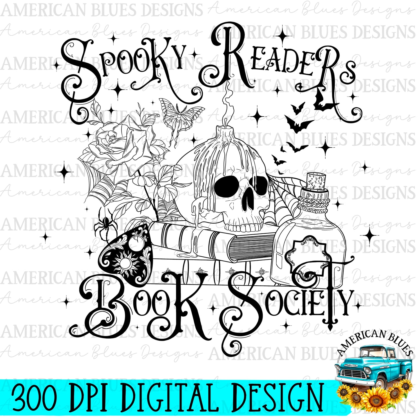 Spooky Readers Book Society digital design | American Blues Designs