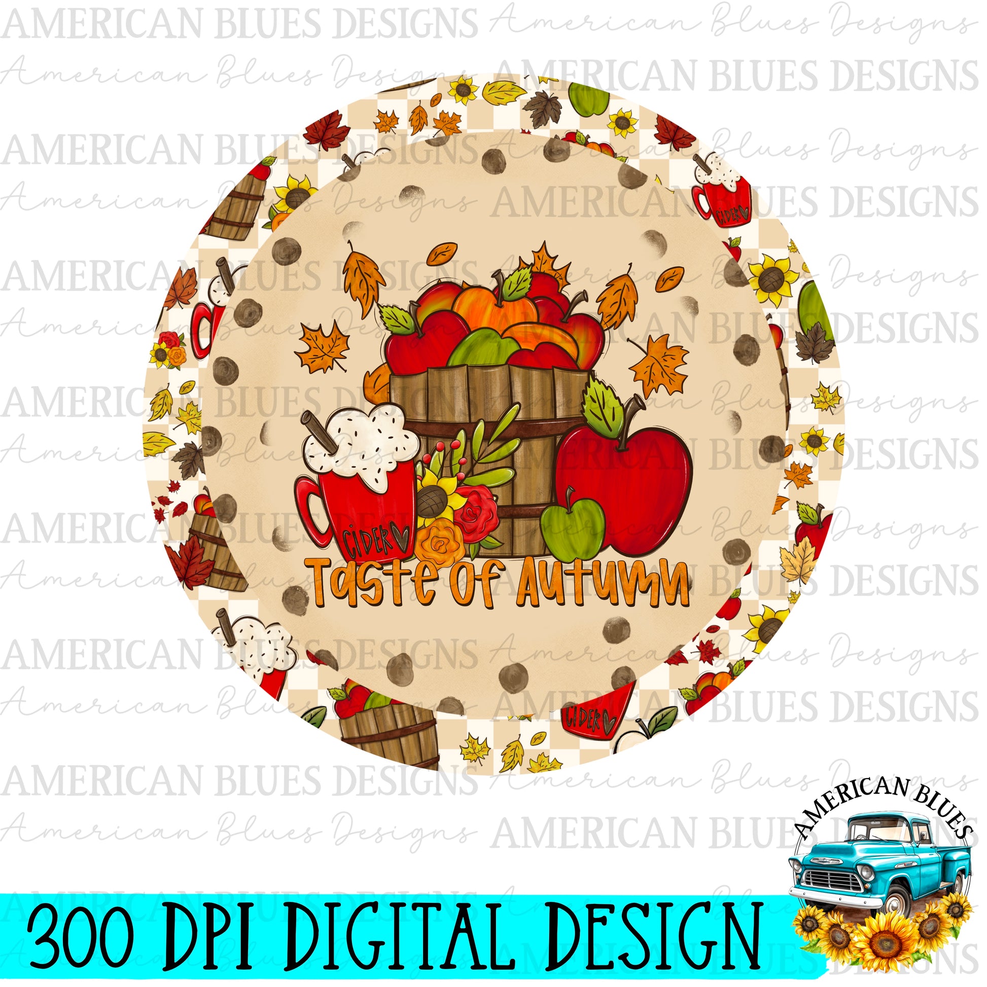 Taste of Autumn Car Coaster Digital Design | American Blues Designs