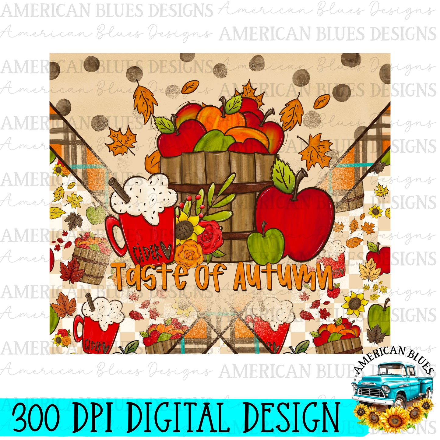 Taste of Autumn 20 Oz Tumbler Wrap Digital Design | American Blues Designs