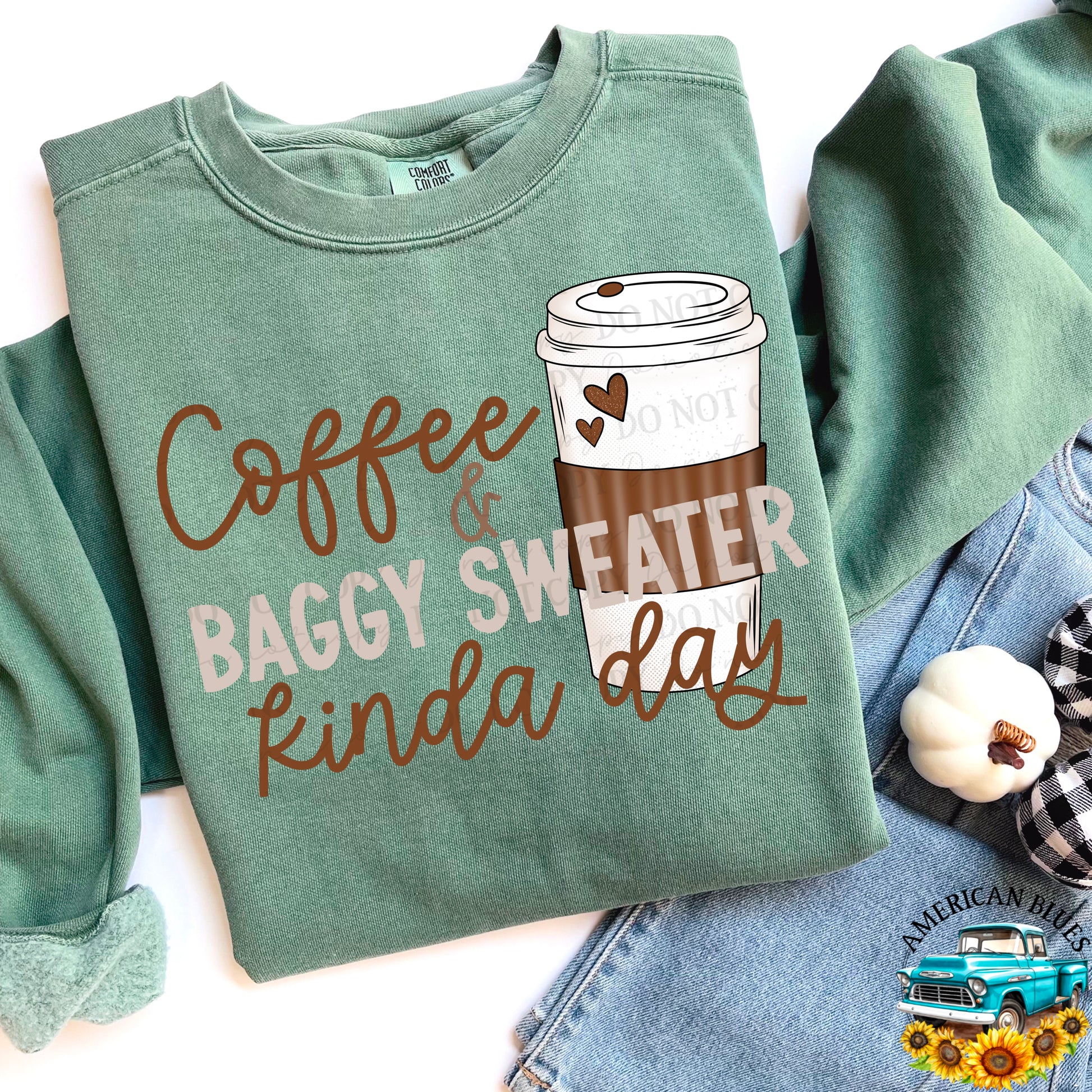 Coffee & baggy sweater kinda day digital design | American Blues Designs