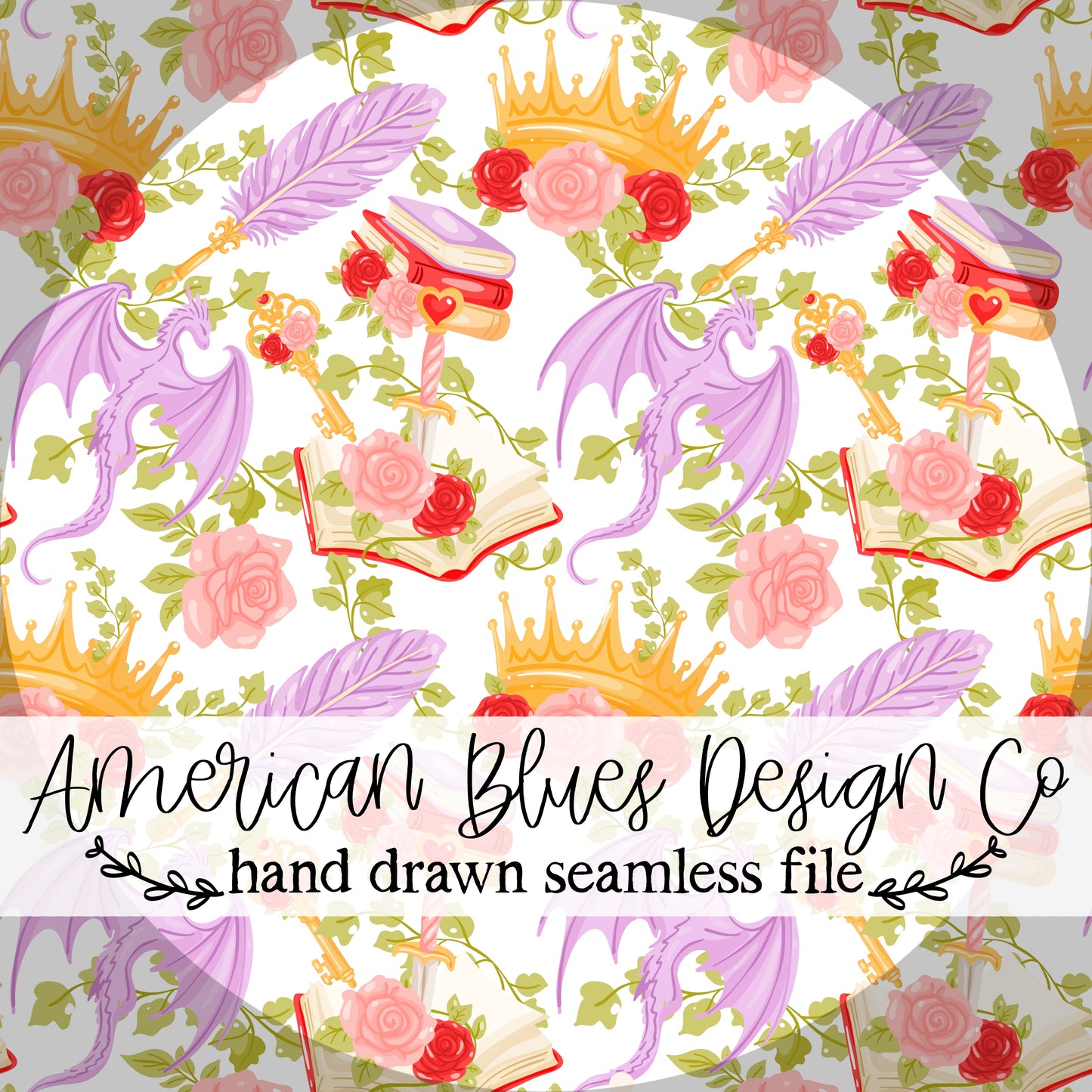 Once Upon a Dragon seamless pattern