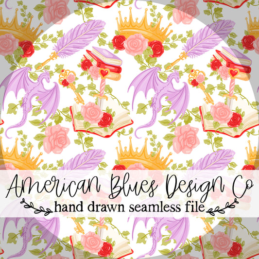 Once Upon a Dragon seamless pattern