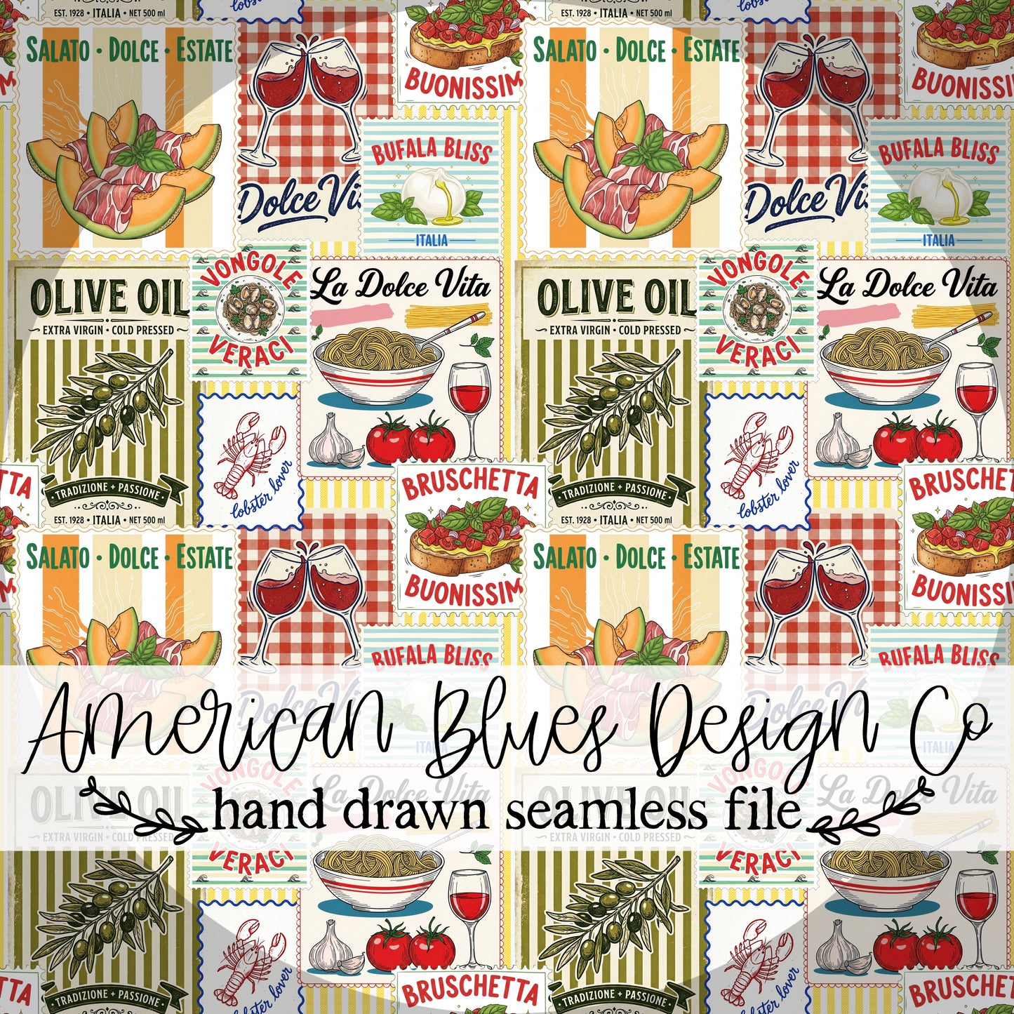 Sunday in Sicily seamless pattern