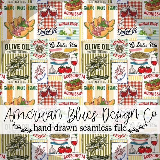 Sunday in Sicily seamless pattern