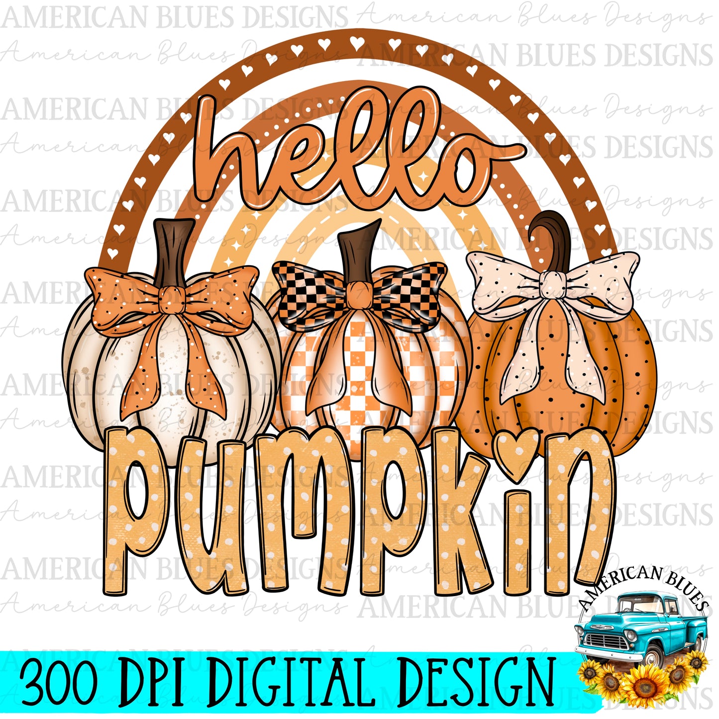 Hello Pumpkin digital design | American Blues Designs