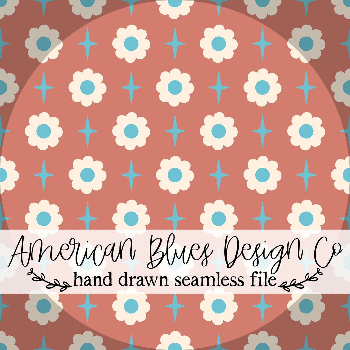 Groovy Star Daisy seamless pattern