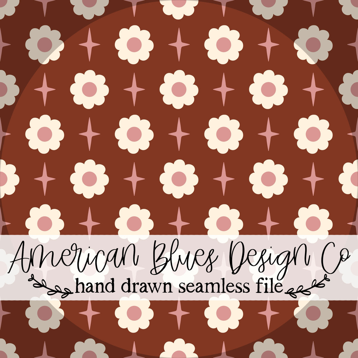 Groovy Star Daisy seamless pattern