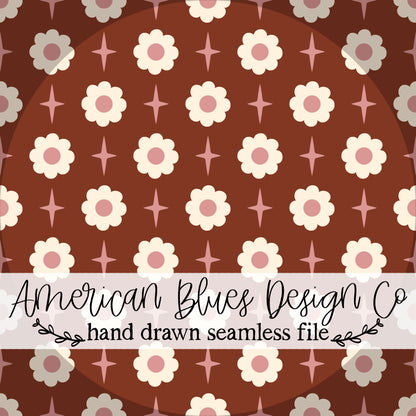 Groovy Star Daisy seamless pattern