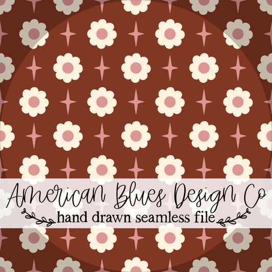 Groovy Star Daisy seamless pattern