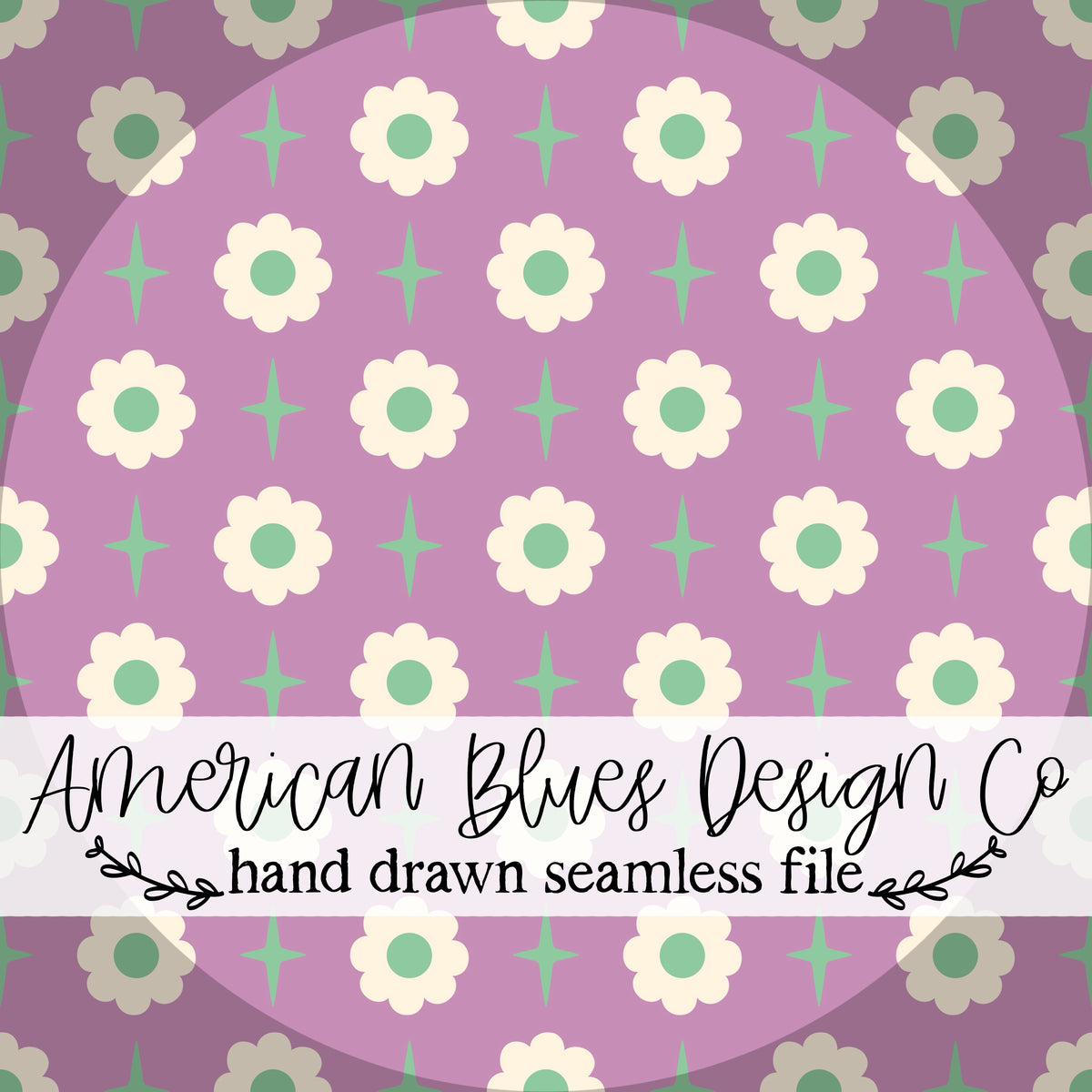 Groovy Star Daisy seamless pattern