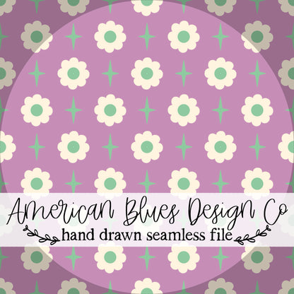 Groovy Star Daisy seamless pattern