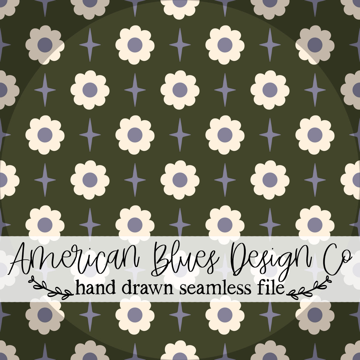 Groovy Star Daisy seamless pattern