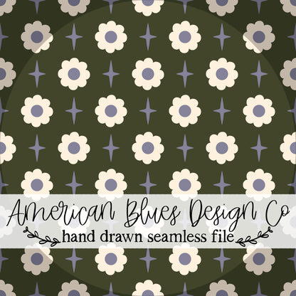 Groovy Star Daisy seamless pattern