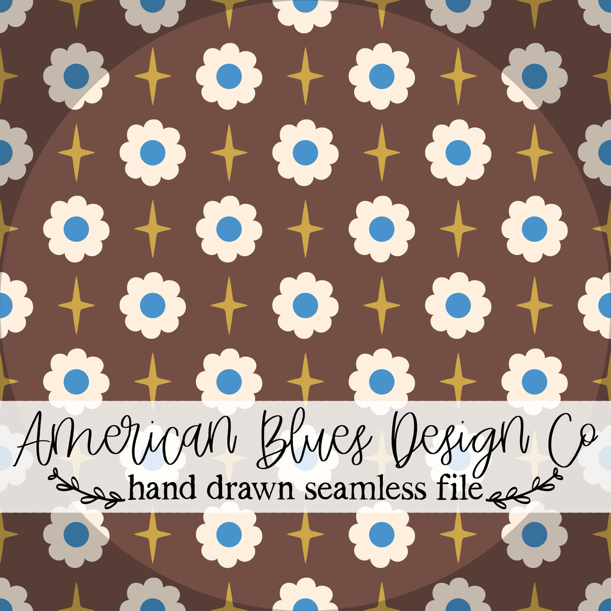 Groovy Star Daisy seamless pattern