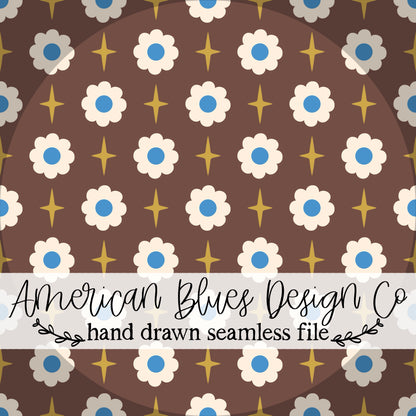 Groovy Star Daisy seamless pattern