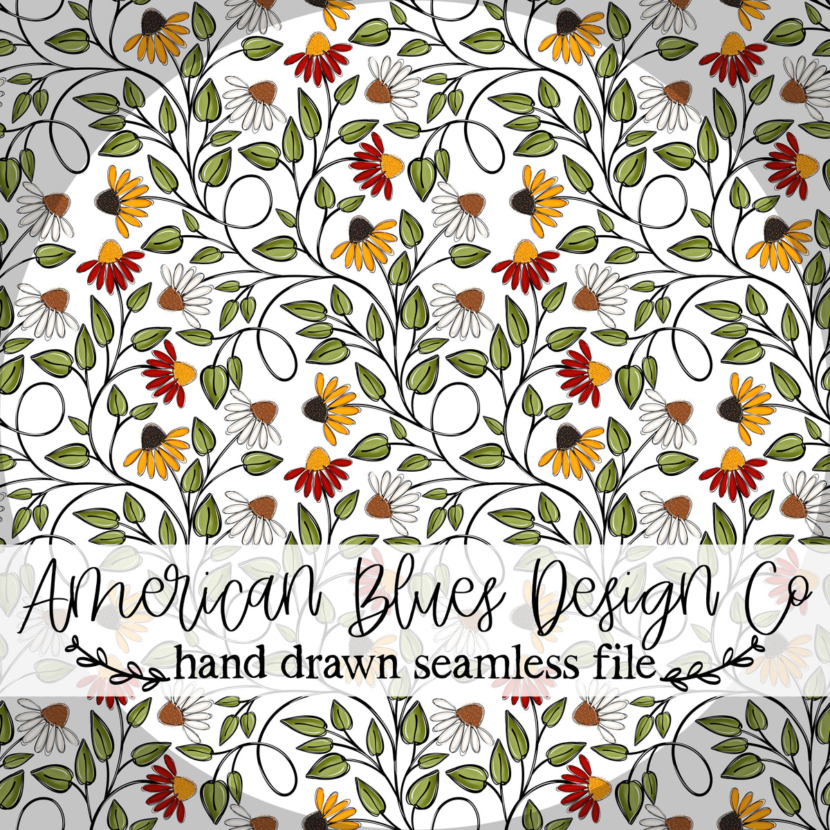 Autumn Daisies seamless pattern