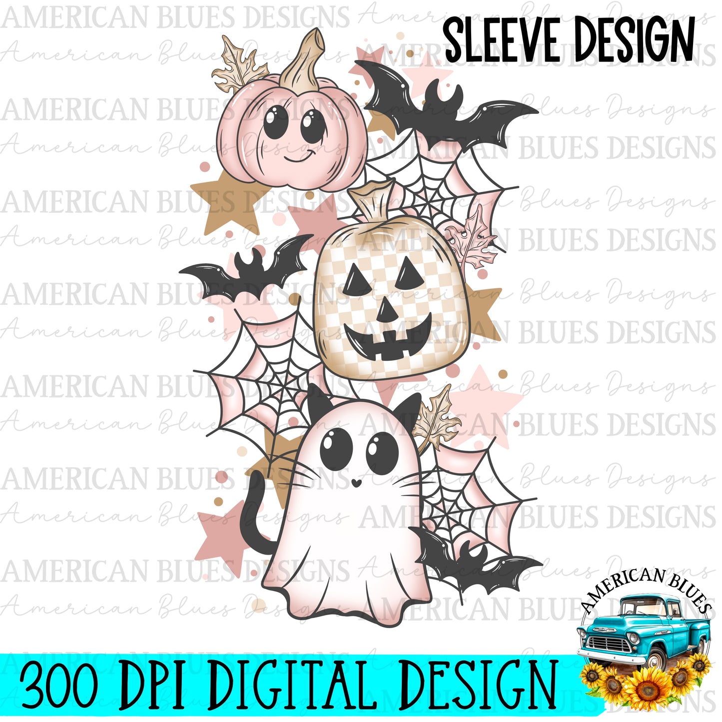 Spooky Pastel with pocket and sleeve digital design | American Blues Designs