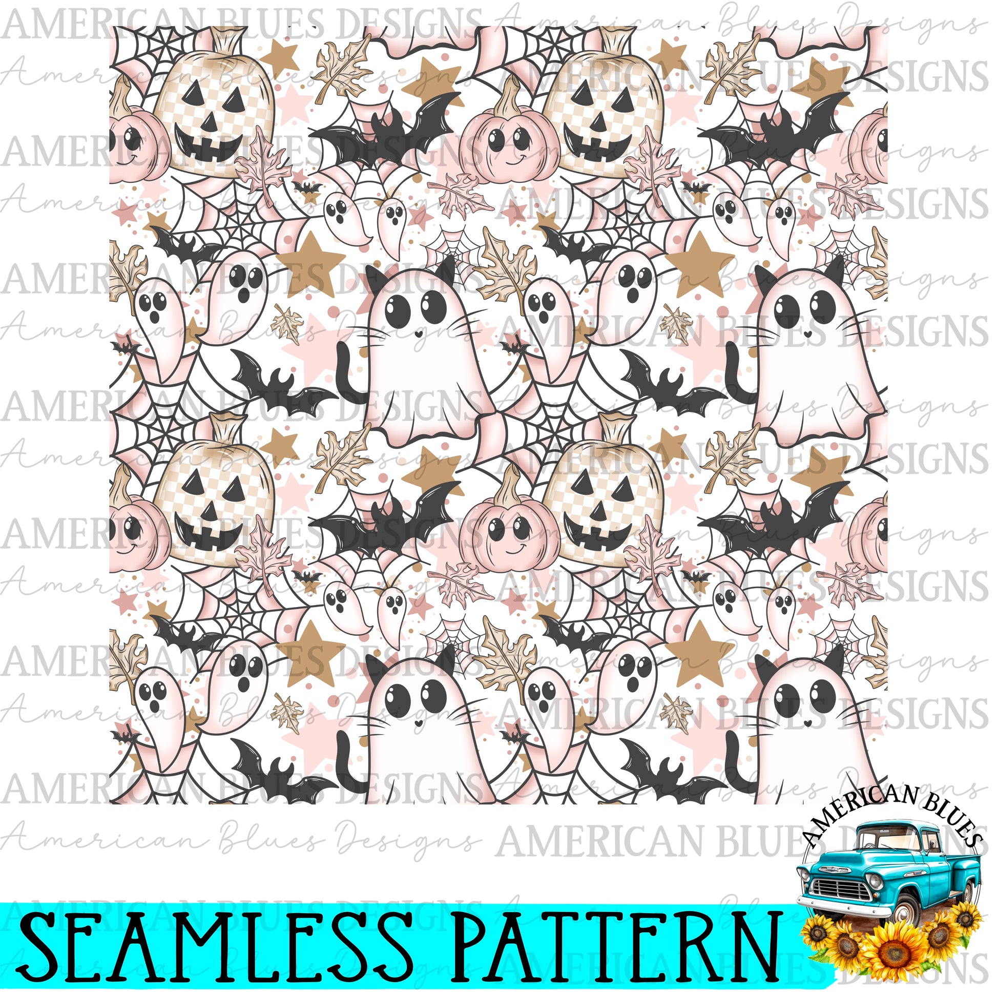 Spooky Pastel Seamless Pattern digital design | American Blues Designs