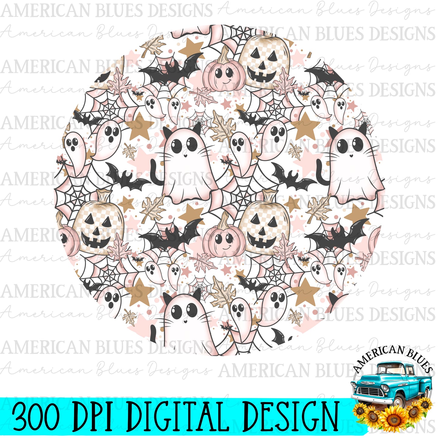 Spooky Pastel Car Coaster Digital Design | American Blues Designs