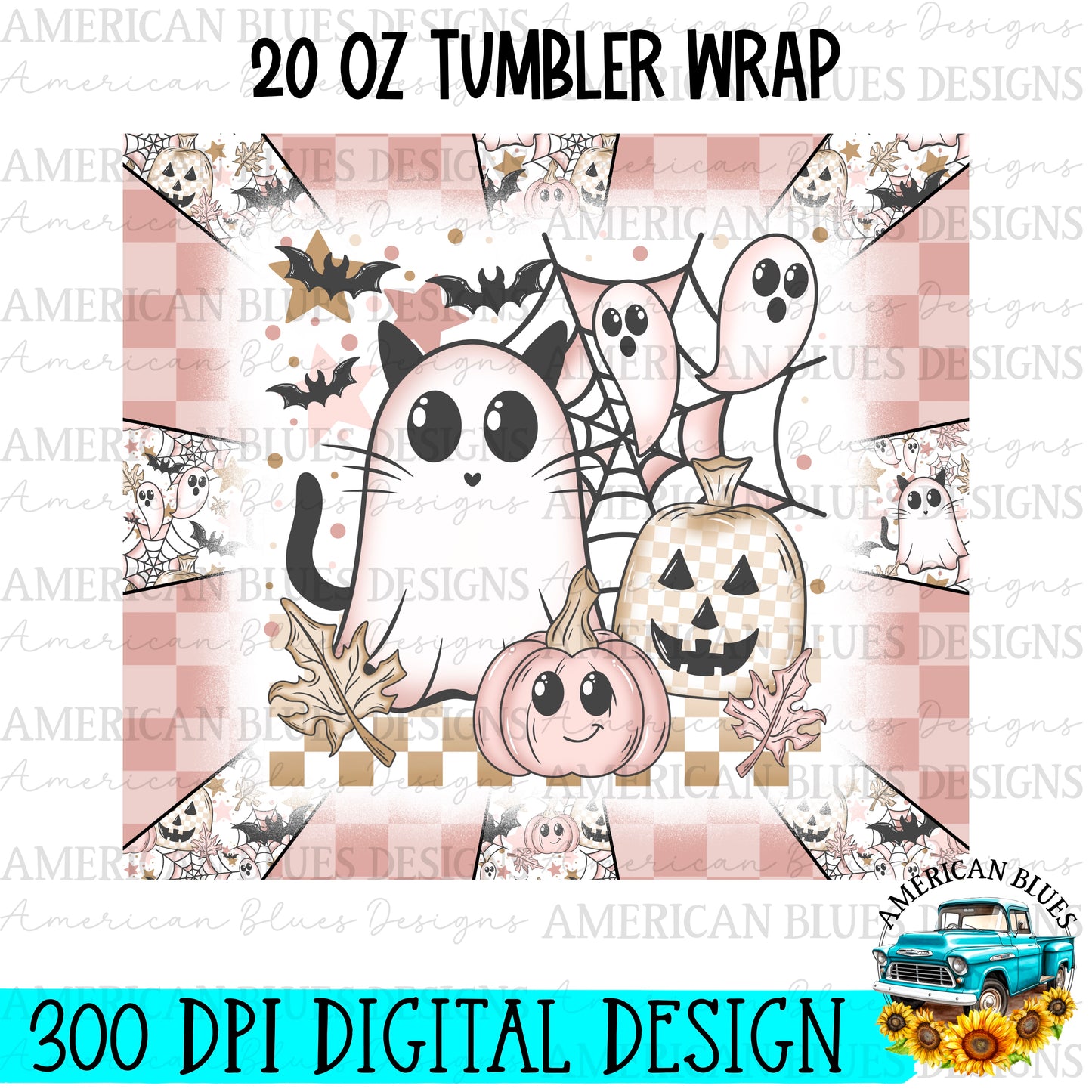 Spooky Pastel 20 oz Tumbler Wrap Digital Design | American Blues Designs