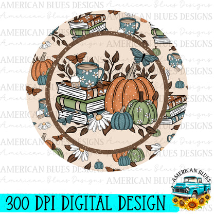 Cozy Fall Books Car Coaster Digital Design | American Blues Designs