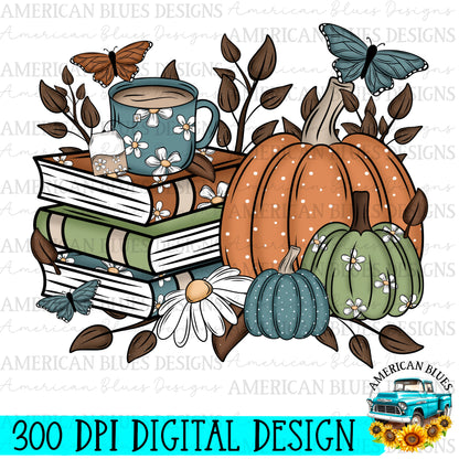 Cozy Fall Books Digital Design | American Blues Designs