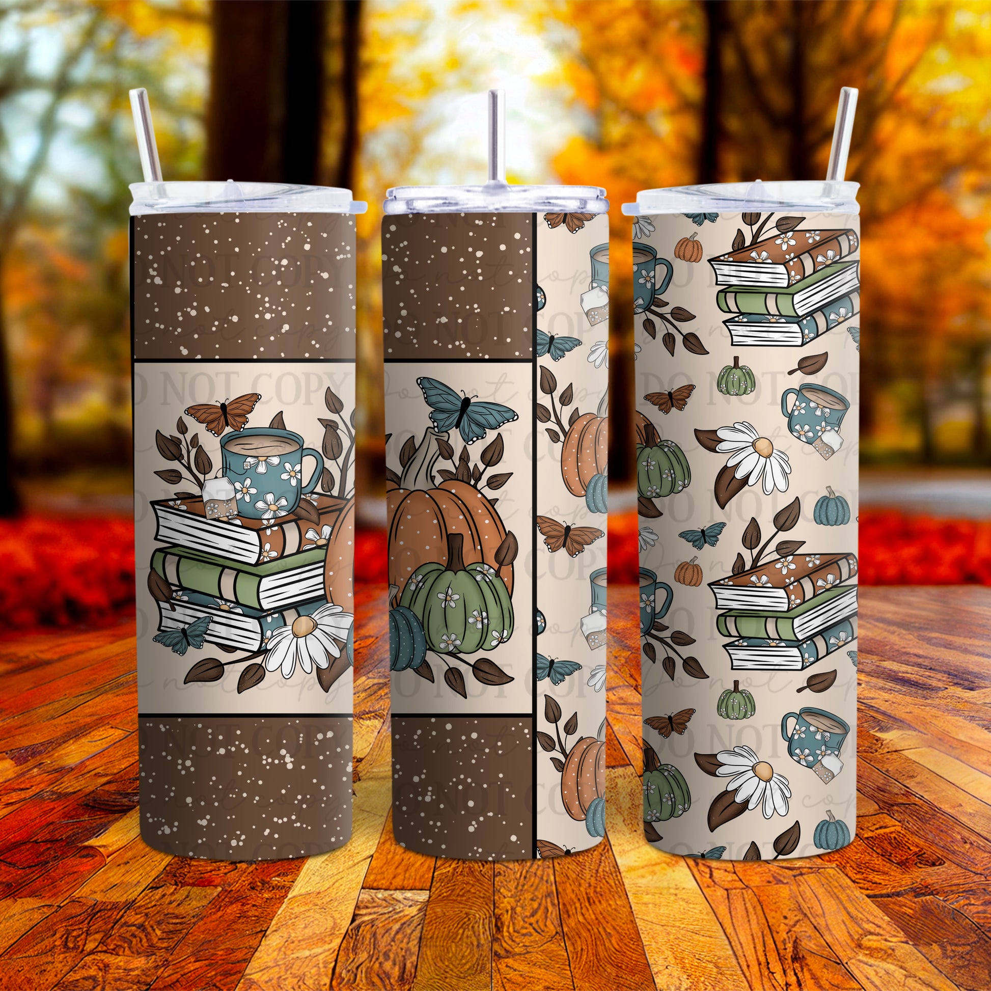 Cozy Fall Books 20 Oz tumbler wrap Digital design | American Blues Designs