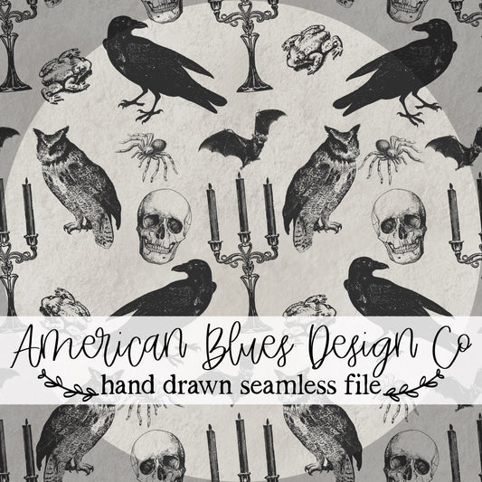 Cabinet of Curiosities seamless pattern