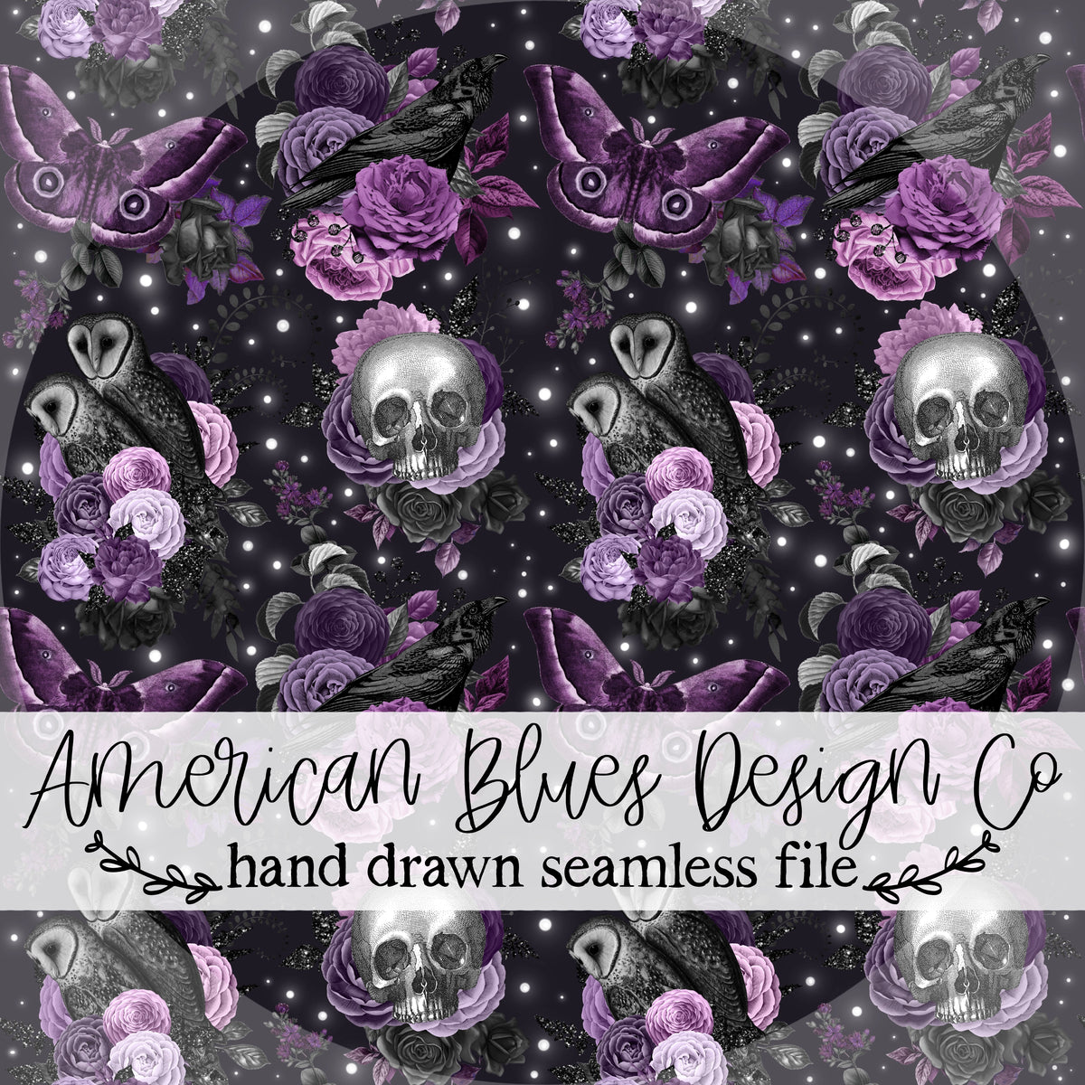 Midnight Familiars seamless pattern
