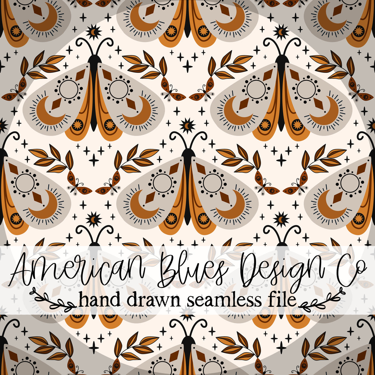 Harvest Moon Moth seamless pattern
