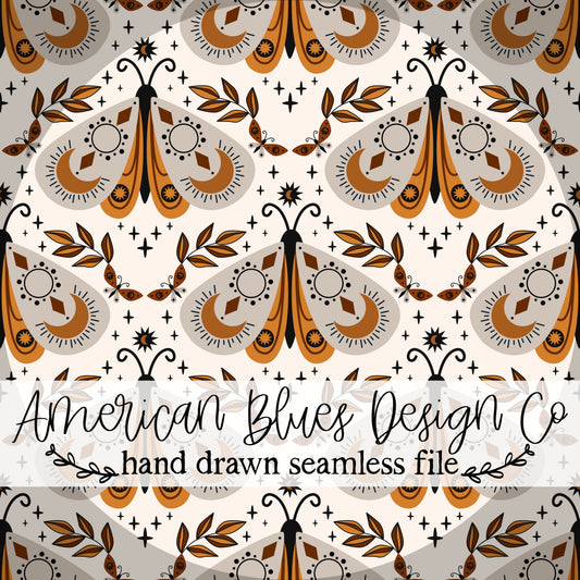 Harvest Moon Moth seamless pattern