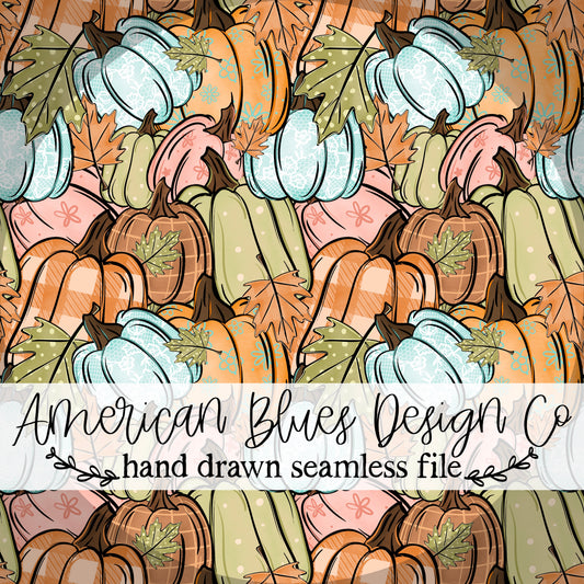 Pumpkin Patchwork | Hand Drawn Seamless Pattern