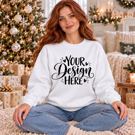 Christmas Model Crewneck White