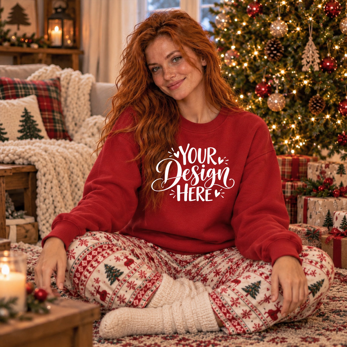 Christmas Model Crewneck Red