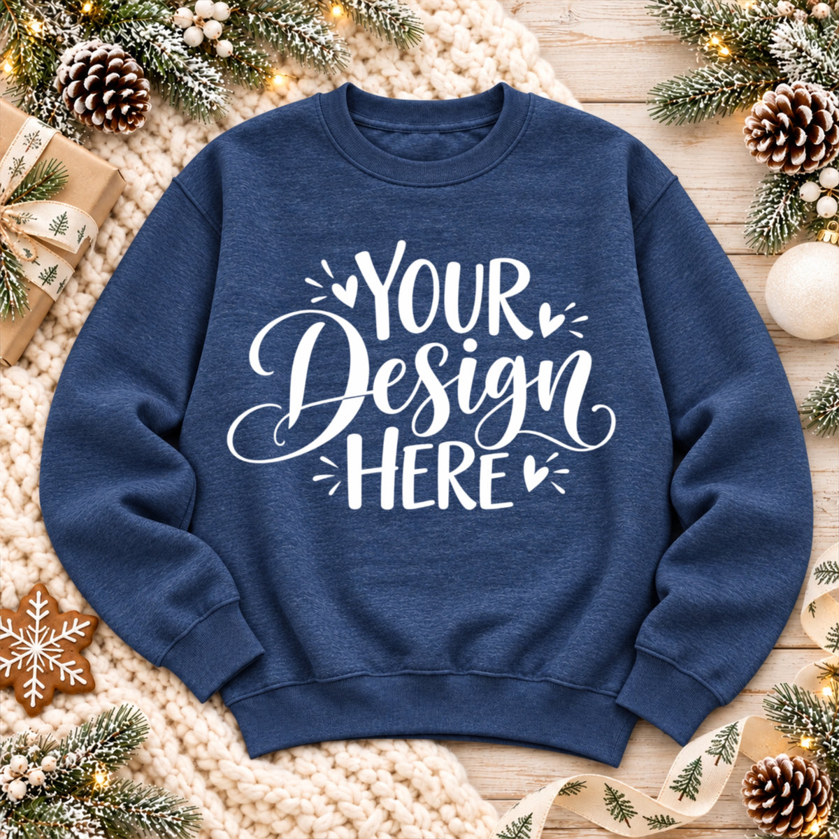 Christmas Crewneck Flat Lay Navy