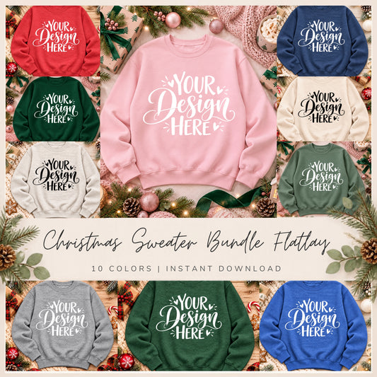 Christmas Sweater Flatlay Mockup Bundle
