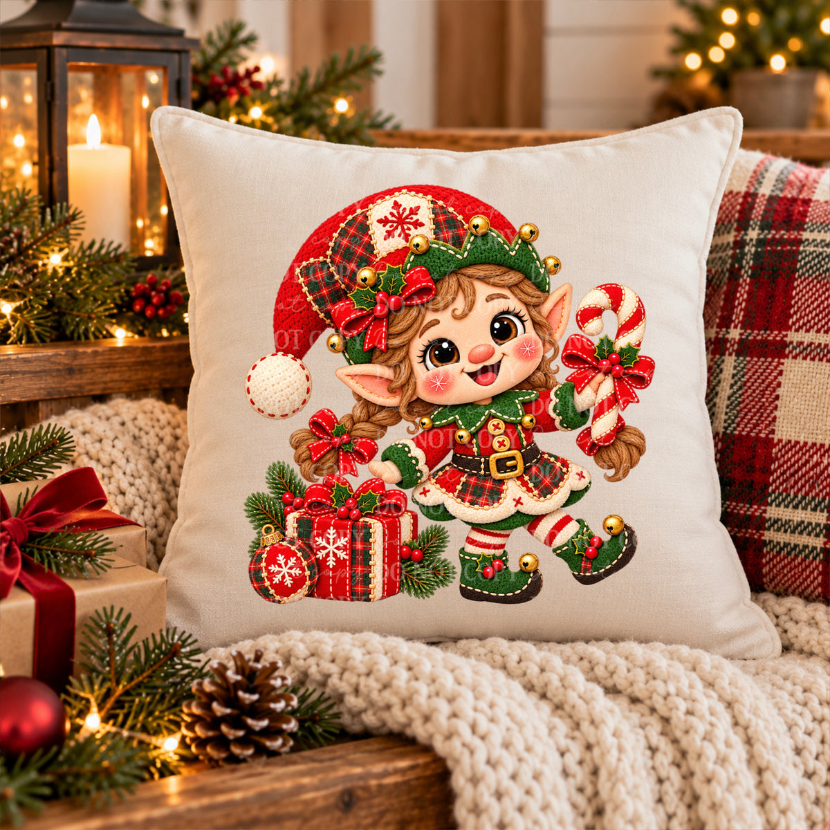 Girl Elf Christmas Cozy Stitches