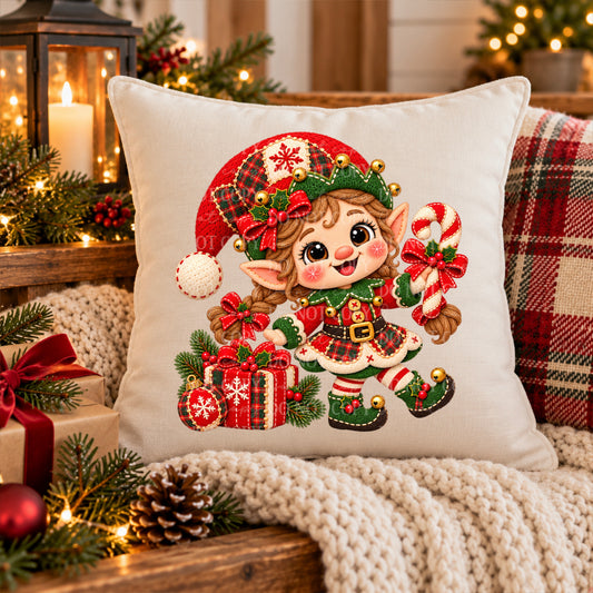 Girl Elf Christmas Cozy Stitches