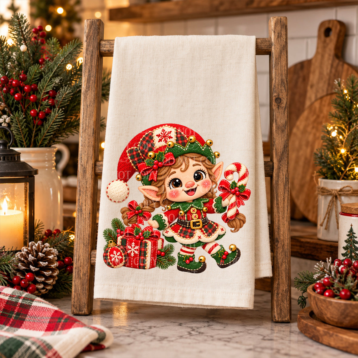 Girl Elf Christmas Cozy Stitches