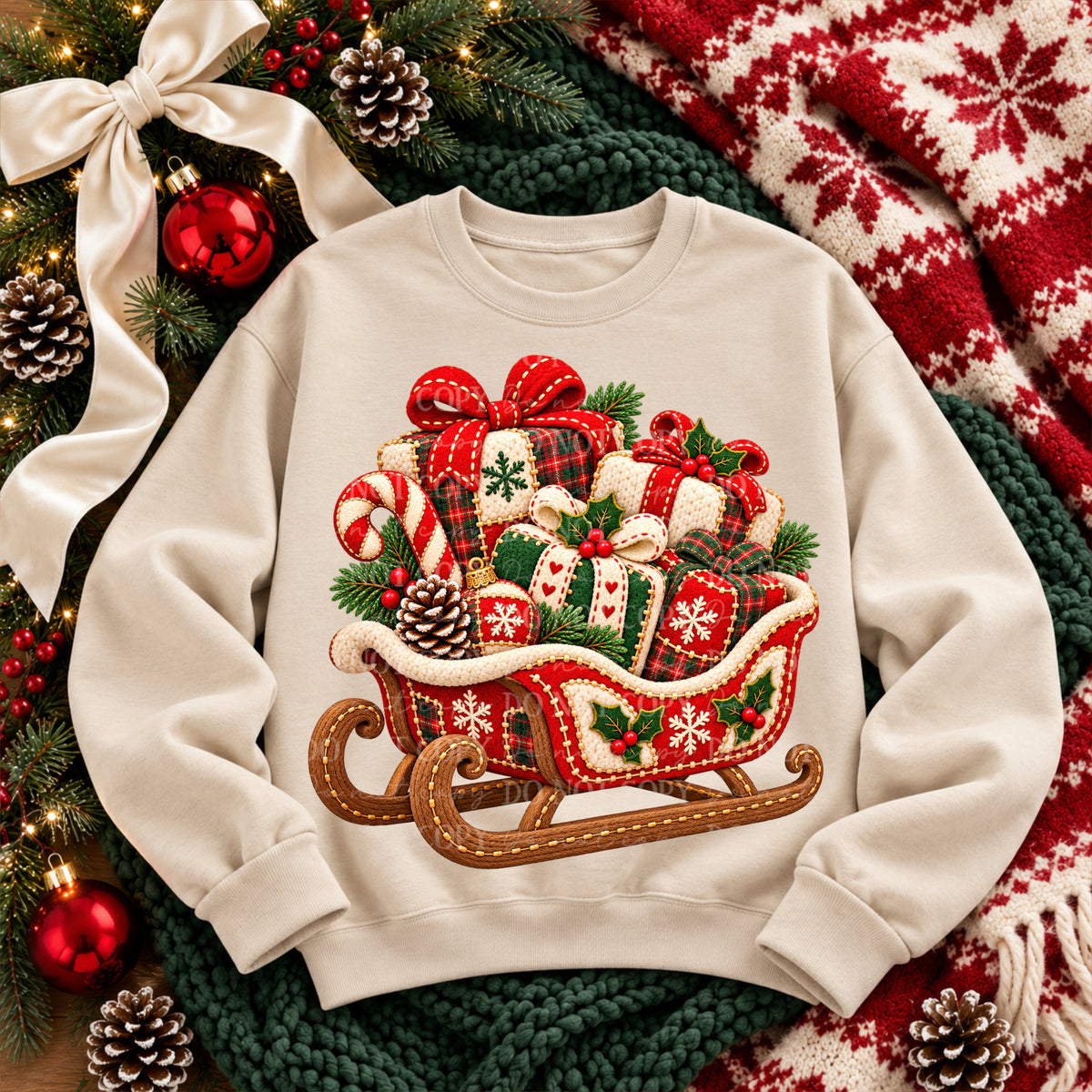 Sleigh and presents Christmas Cozy Stitches