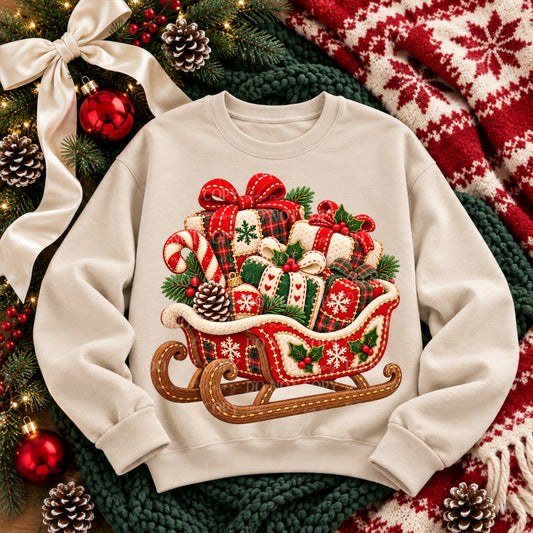 Sleigh and presents Christmas Cozy Stitches