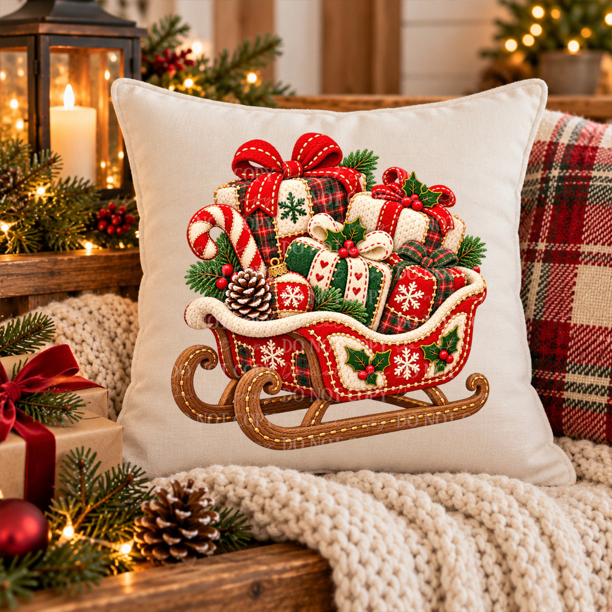 Sleigh and presents Christmas Cozy Stitches