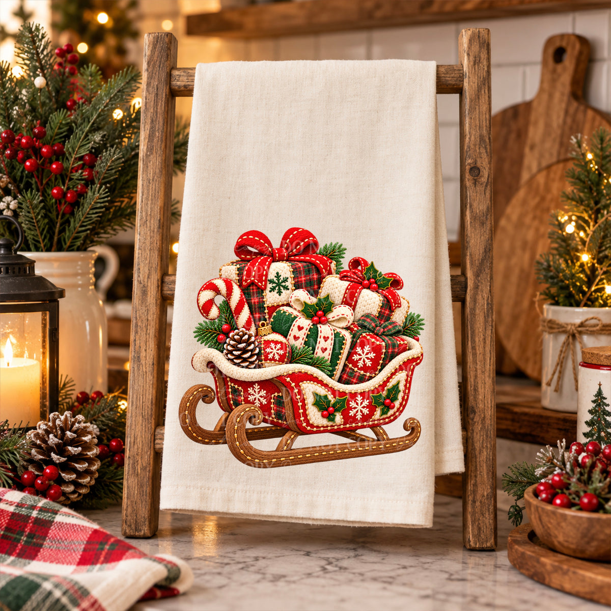Sleigh and presents Christmas Cozy Stitches