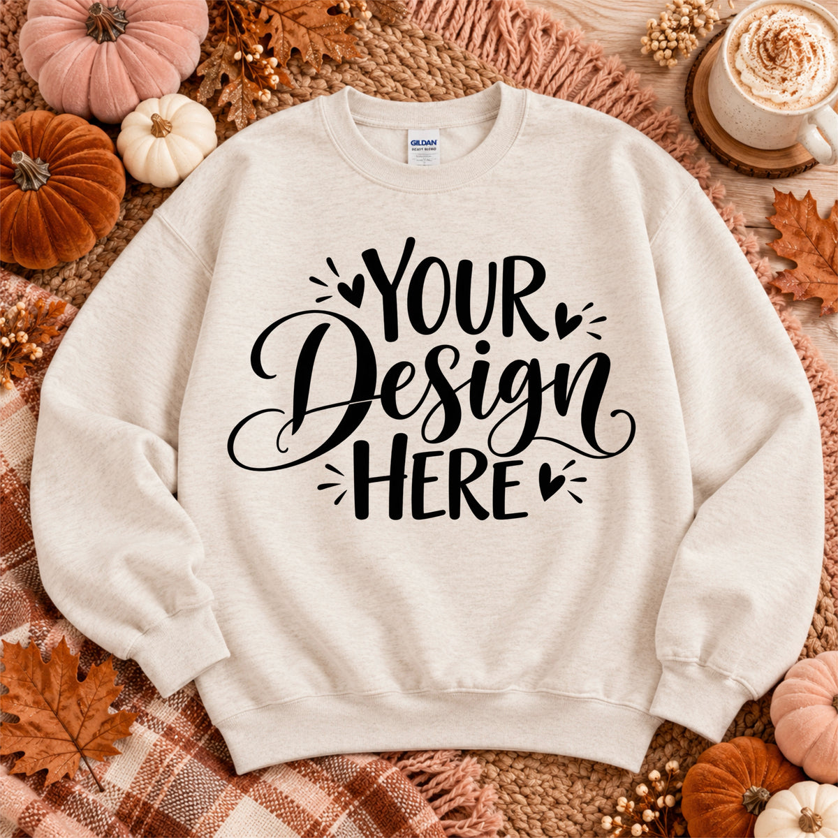 Fall Crewneck Sweater Flatlay Mock Heather Cream