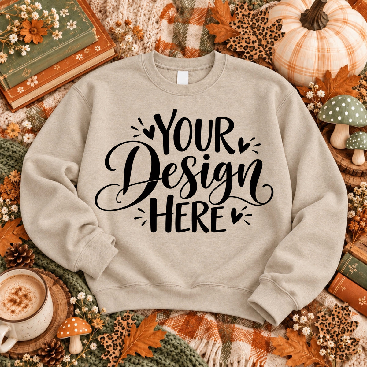 Fall Crewneck Sweater Flatlay Mock Sand