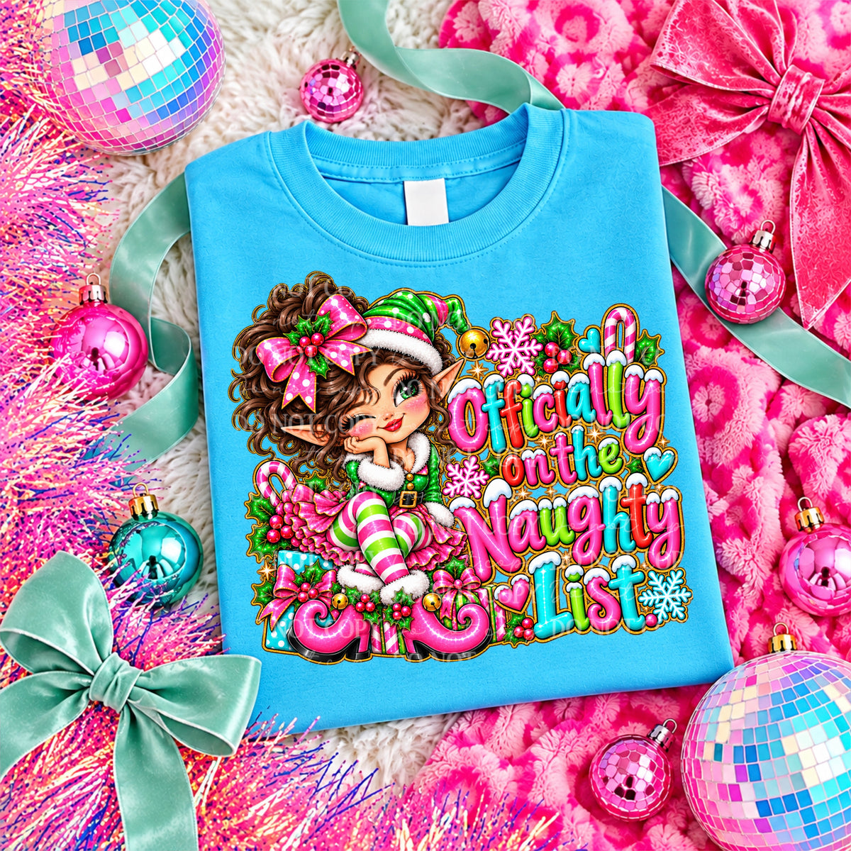 Officially on the Naughty List Brown Haired Girl Elf — Holly Jolly Doodles