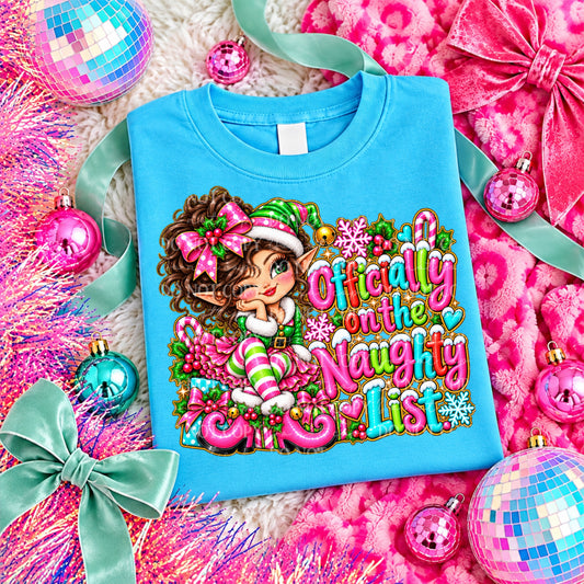 Officially on the Naughty List Brown Haired Girl Elf — Holly Jolly Doodles