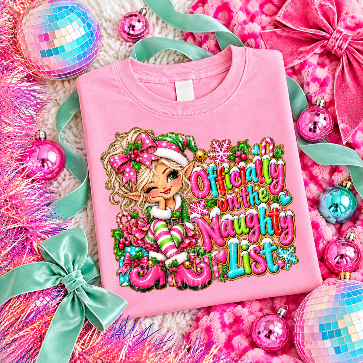 Officially on the Naughty List Blonde Haired Girl Elf — Holly Jolly Doodles