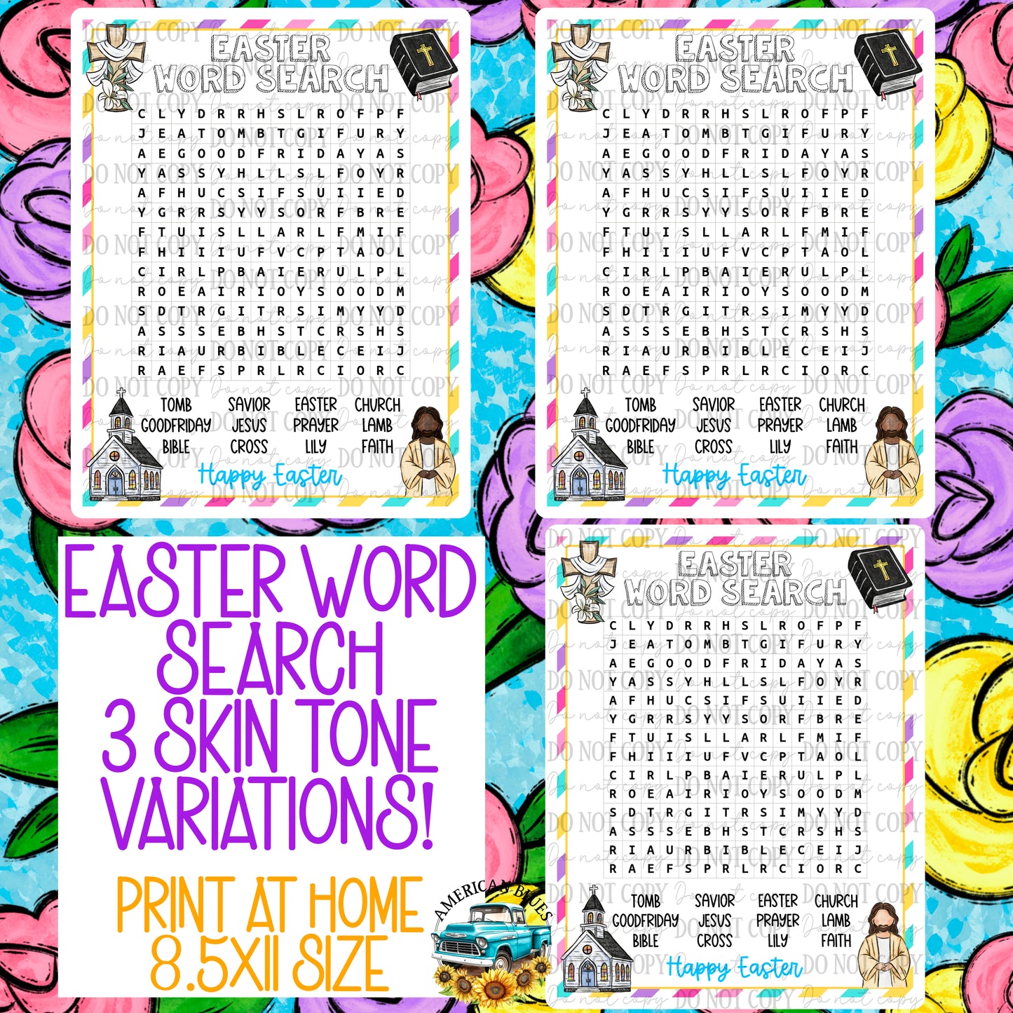 Easter Word Search & games printable | American Blues Designs